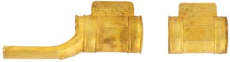 Isaac Haines Pistol Ramrod Pipes, 
octagon with ringed ends,
for 5/16" or 3/8'' rod, wax cast brass or iron